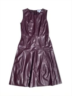 Liz Clariborne Burgundy Faux Leather Sleeveless A-Line Dress, 4 (S)