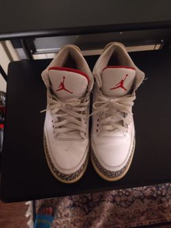 Air Jordan 3 White Cement Sneakers size 11 .5
