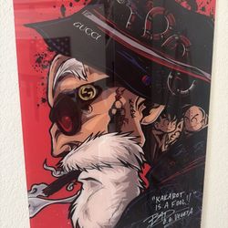 Signed Dragon Ball Master Roshi Glass Poster – Brian Drummond (Vegeta VA) Autograph