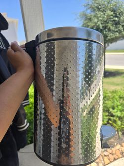 Silver small trash bin