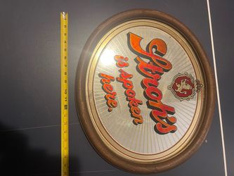 Strohs Is Spoken Here Oval Bar Mirror Sign