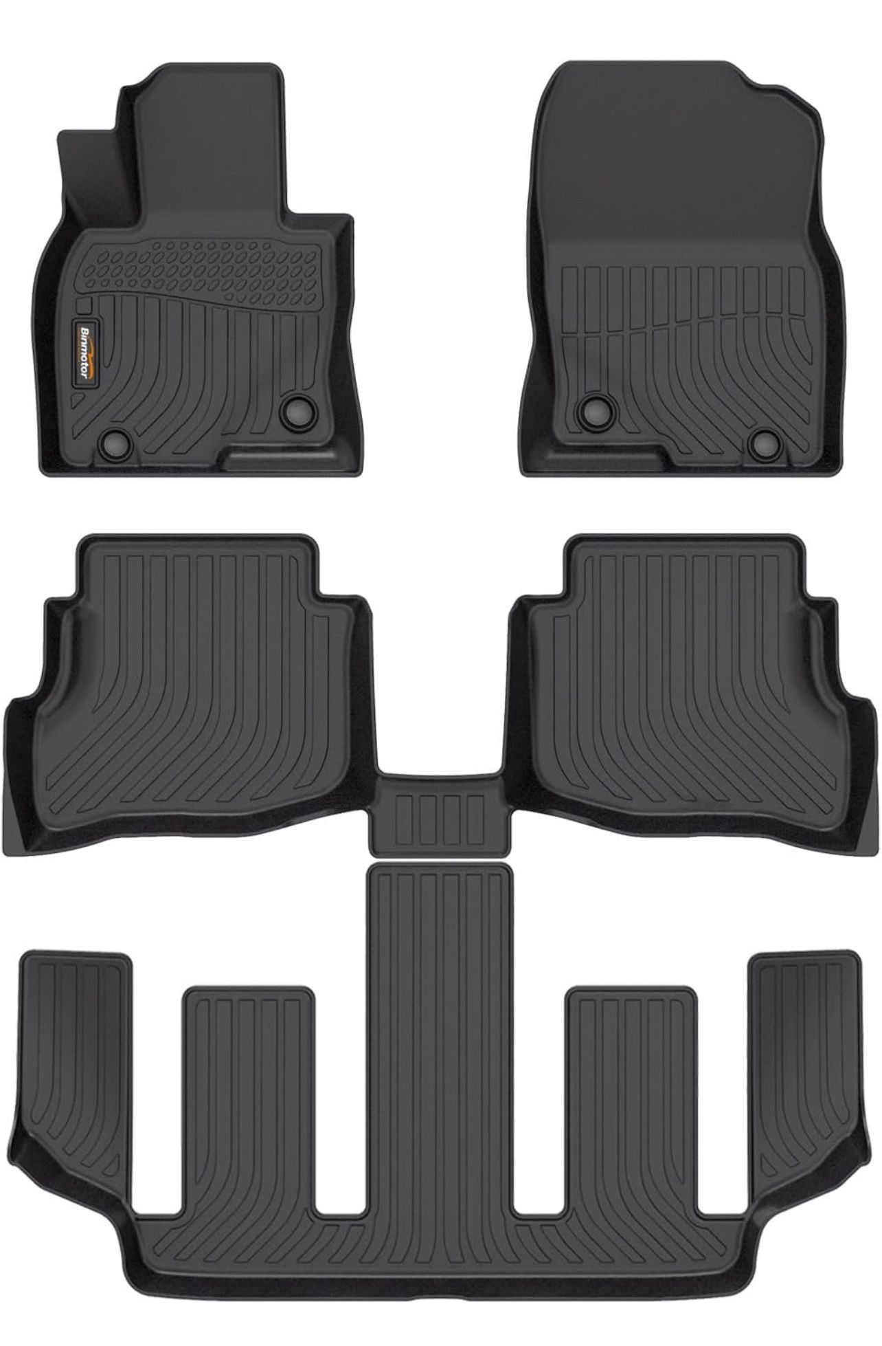 Binmotor-Floor Mats for 2020-2023 Mazda CX-9 6 Passenger(The 2nd Row Bucket Seats without Center Console), All Weather Car Floor Liners CX-9 Access