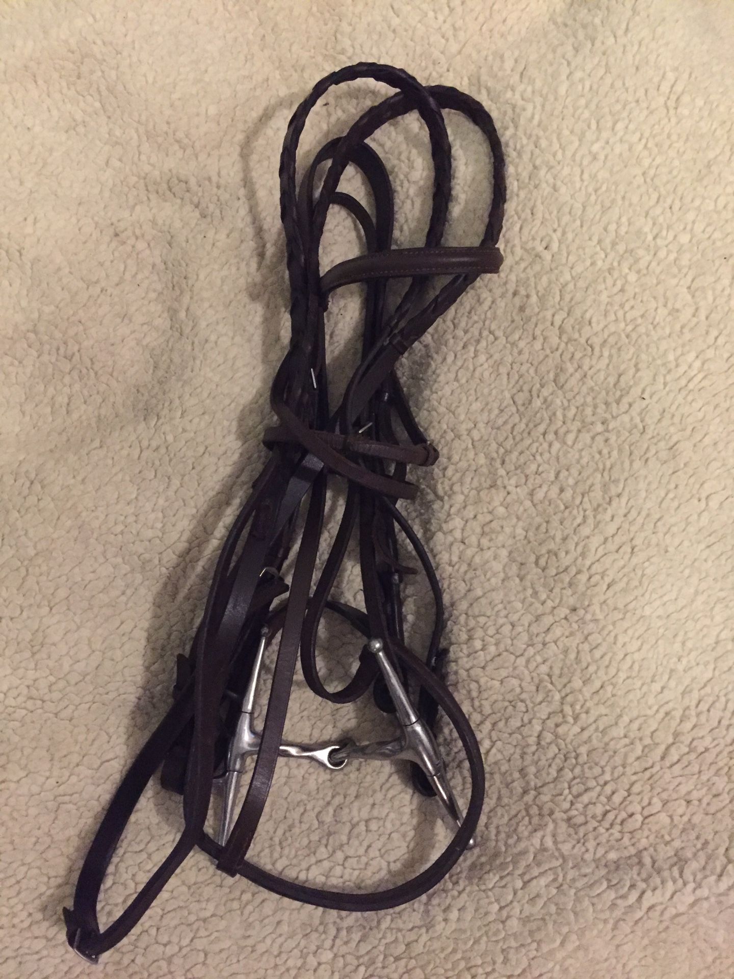 Bridle with twisted shank straight check snaffle