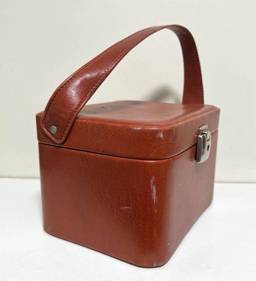 Vintage Leather Makeup Train Travel Case