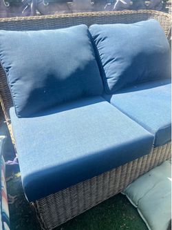 3 Wick chairs with cushions