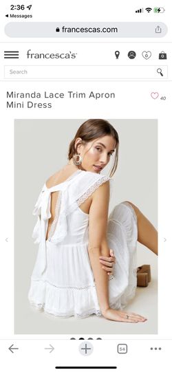 Miranda Lace Trim Apron Mini White Dress Thumbnail