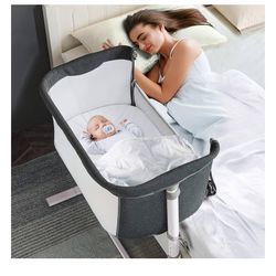  RONBEI Baby Bassinet Bedside Sleeper,Easy to Assemble Bassinets for Baby/Infants, Dark Grey