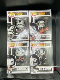 (NEW) Funko POP! Rock KISS Collectibles 2011 Funko Pop Rocks Series 1 Vinyl Figures Set of 4 (VAULTED)
