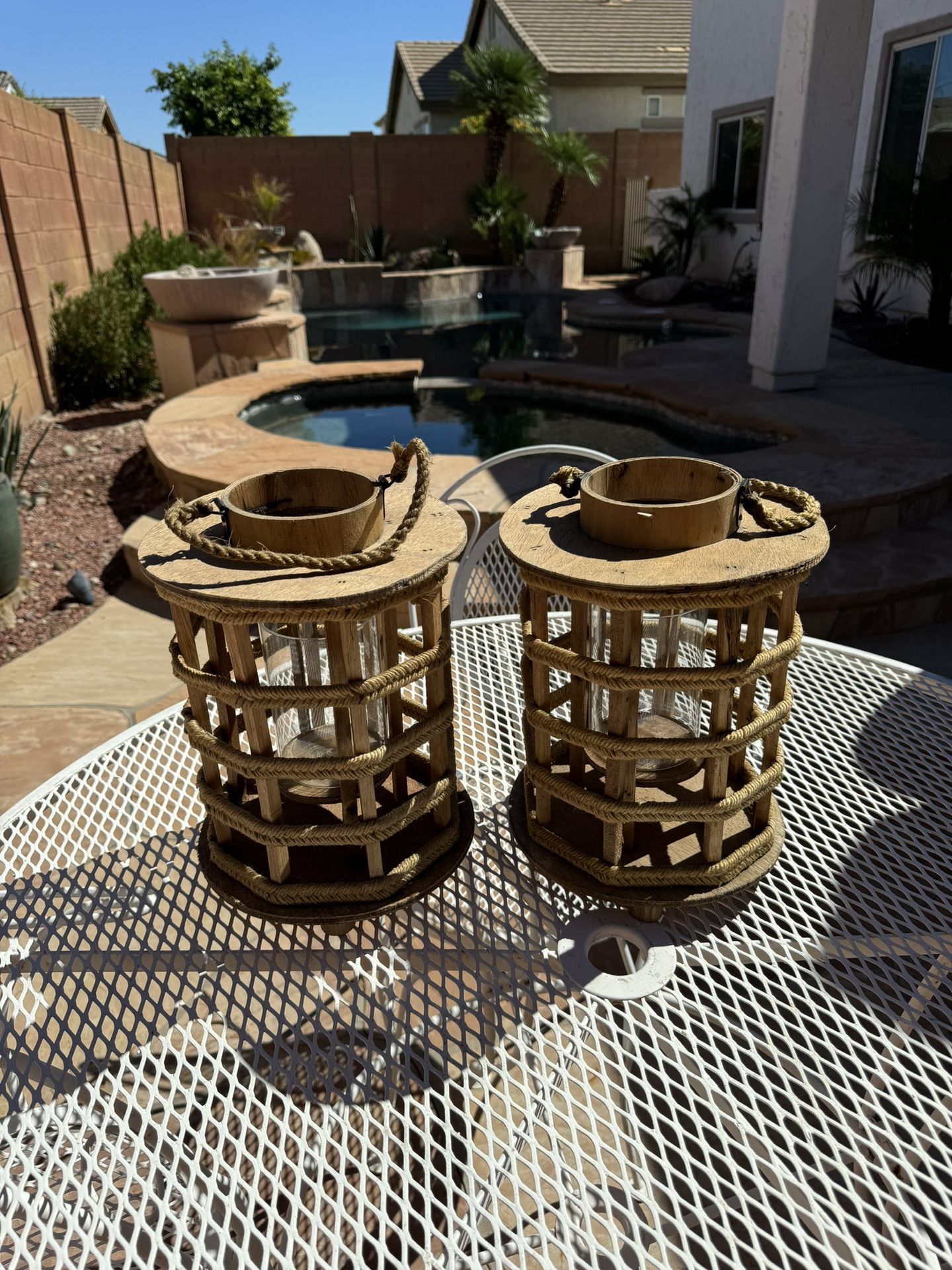 Rustic candle holder farmhouse wood candle holder with hurricane glass inside ( both for $60)12”tall By 9” Diameter