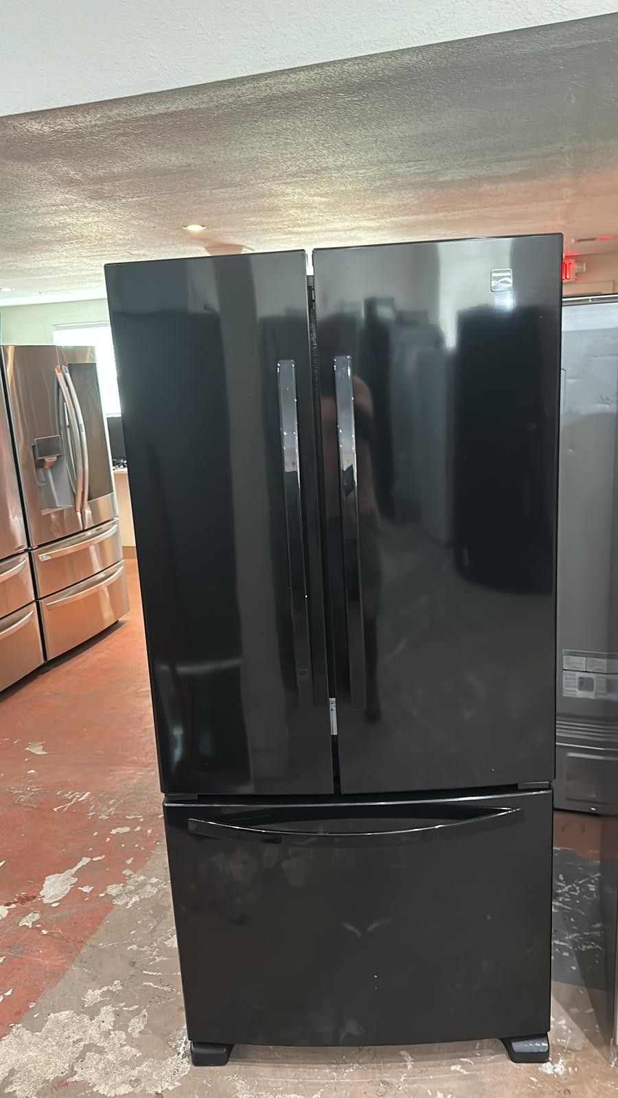 Black Refrigerator Kenmore FIRST COME