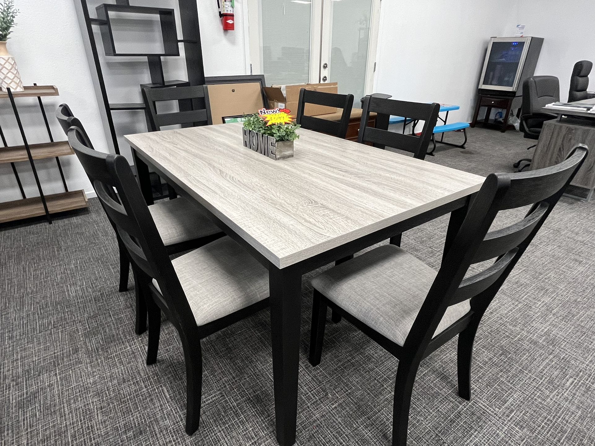 Black 7pc Dining Table Set