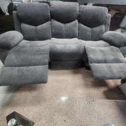 3 Pc   Grey Manuel Recliners Rocker  Chair 