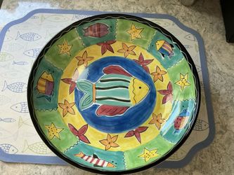 Hausenware Hand Painted Ceramic Serving Bowl