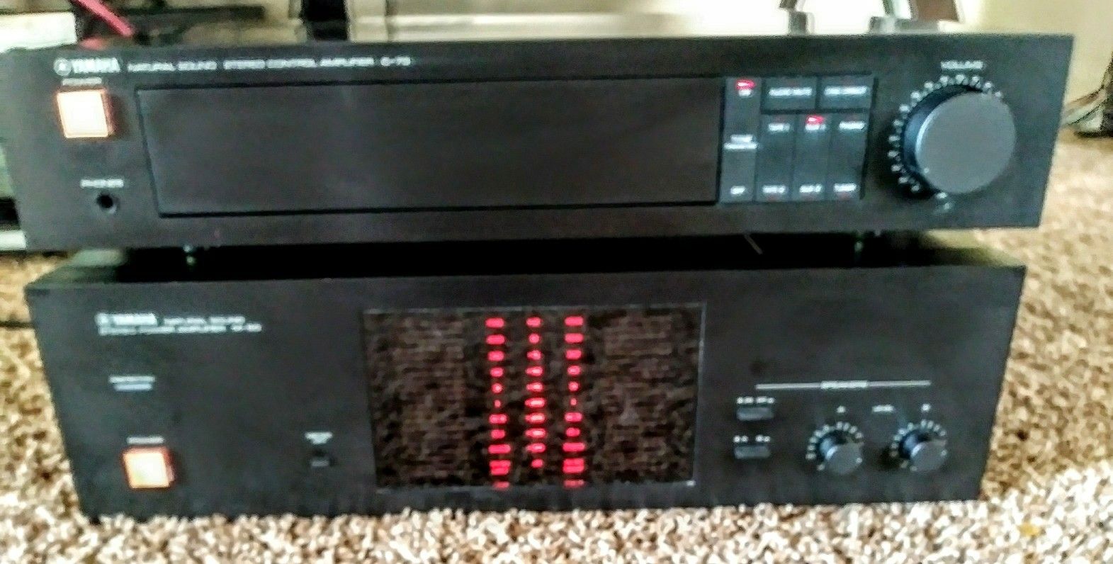 Vintage Yamaha M50 stereo amplifier and Yamaha C70 preamp