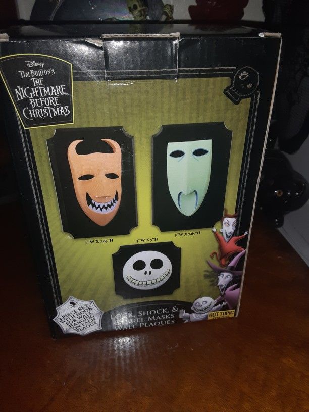 The Nightmare Before Christmas Lock, Shock and Barrel Masks Wall Plaques