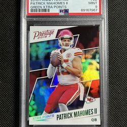 Patrick Mahomes II 2018 Prestige Xtra Points Green Foil Parallel SP #22 psa 9 mint Kansas City Chiefs🔥🔥🔥