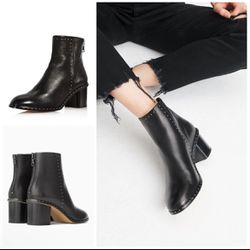NIB $550 Rag & Bone Willow Stud Leather Boots In Black Size: 37.5 (US 7.5)