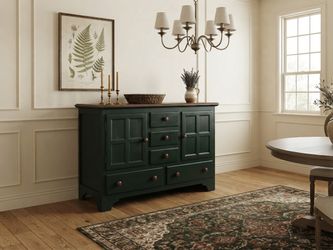 Charming Green Accent Cabinet / Credenza with Wooden Top