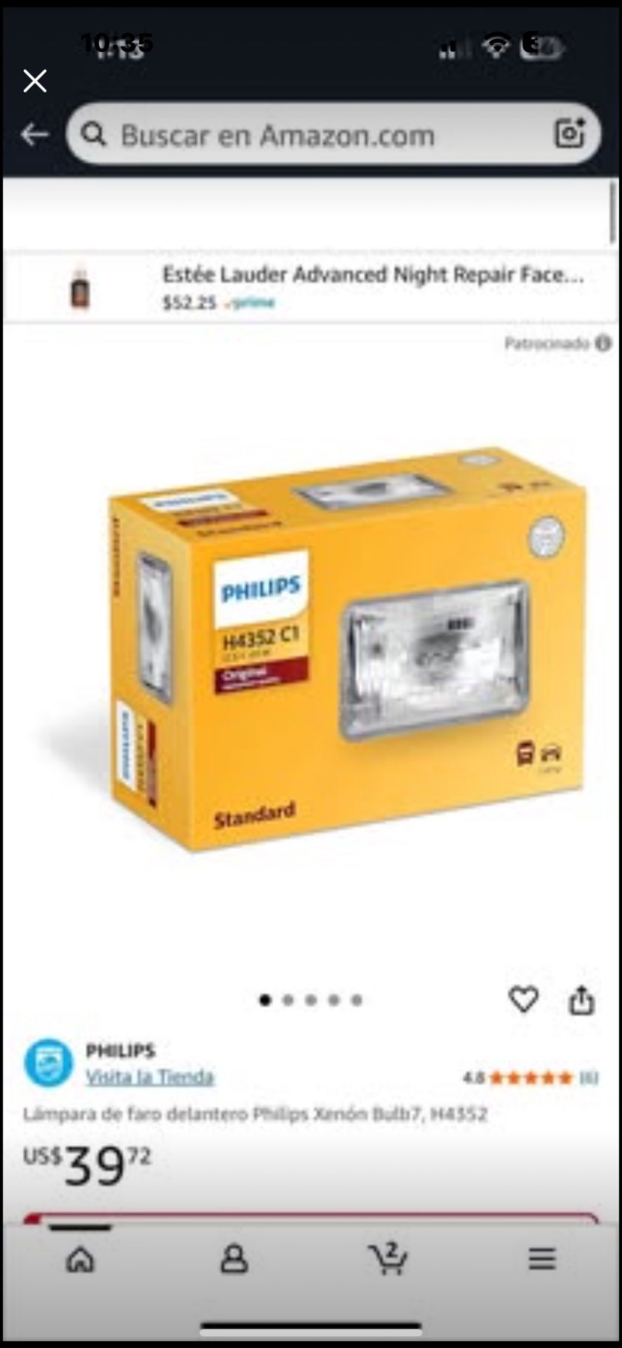 Lámpara de faro delantero Philips Xenón Bulb7, H4352