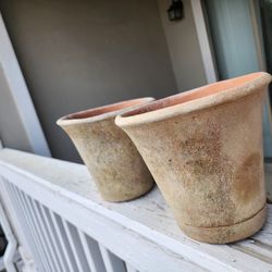 Rustic Weathered Clay Planters - Set of 2