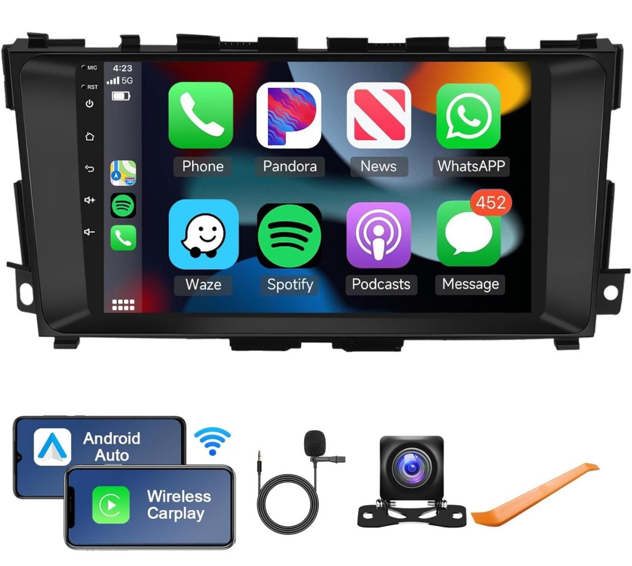 for Nissan Altima 2013-2018 Podofo Android Car Stereo Support Wireless Carplay/Android Auto with 9 inch Touchscreen WiFi GPS Navigation BT USB FM/RDS
