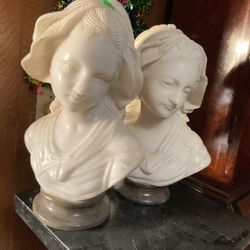 Two Marble Bust, White Marble 