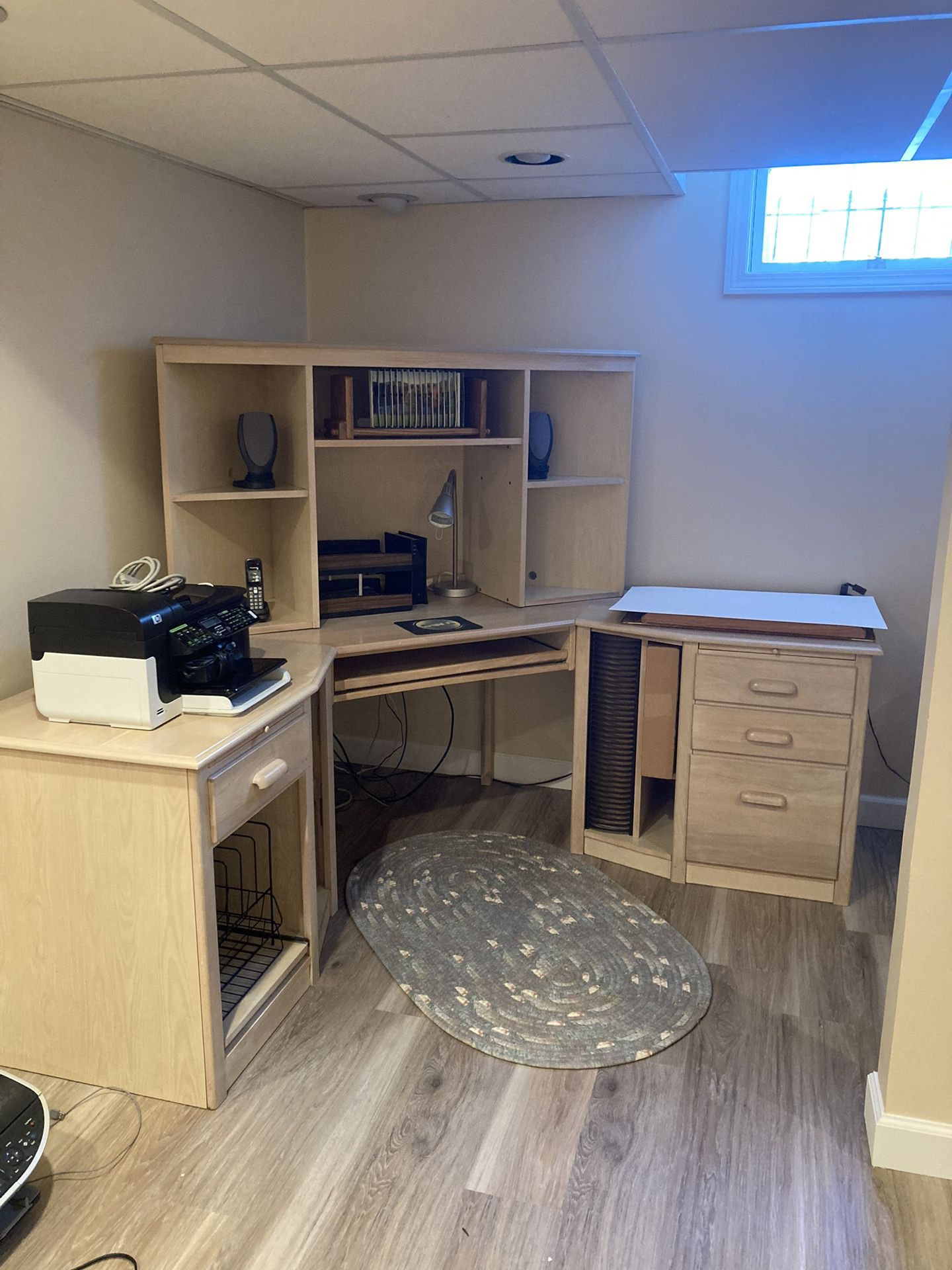 Corner Computer Desk & File Cabinets