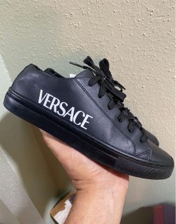 Authentic Versace Black Leathers Low Trainers, Size 38 size 8 women man size 7