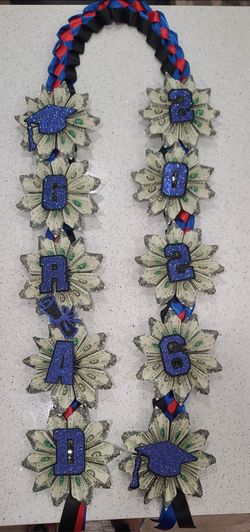 Red Royal Blue Graduation Lei