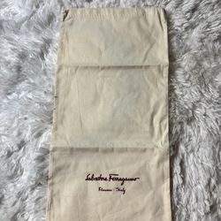 Salvatore Ferragamo Authentic Drawstring Dust Cover Bag, Cream, 17”x8”. New Set Of 2
