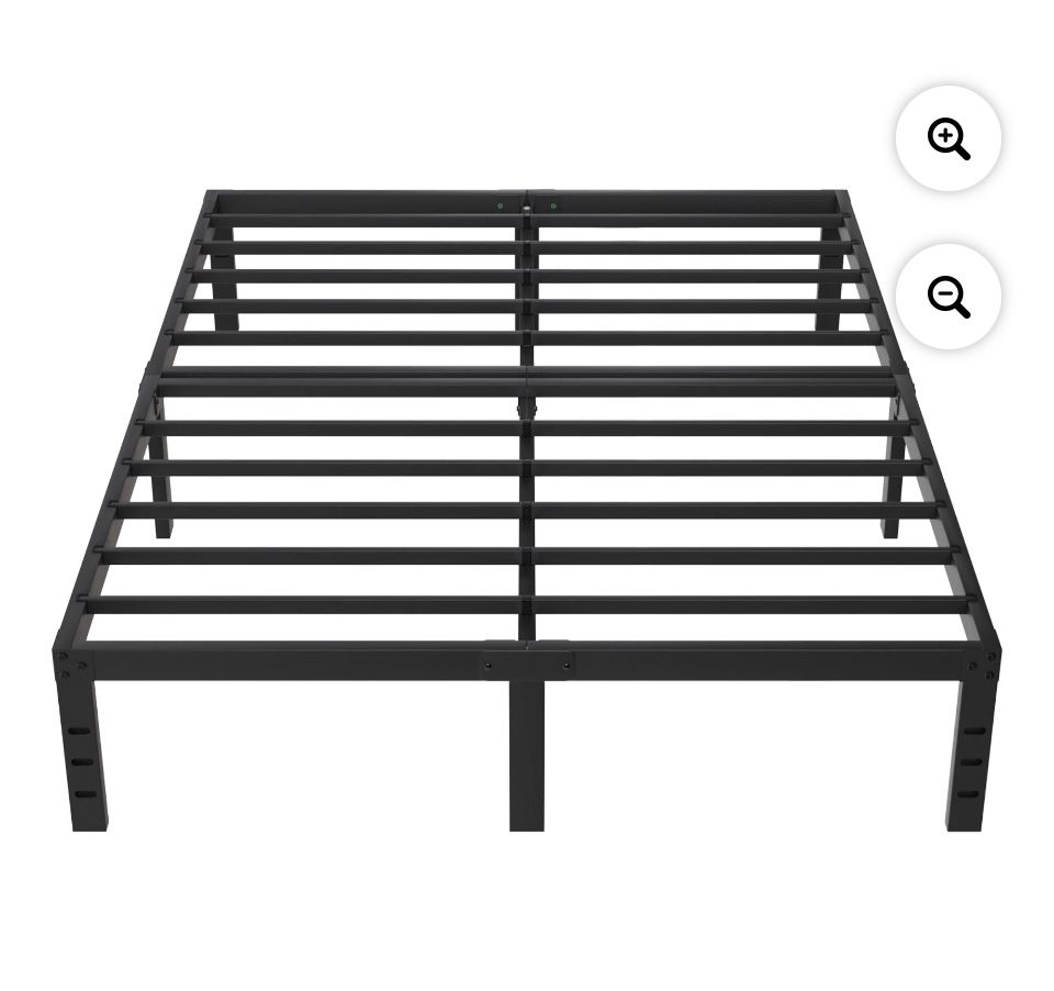 Duty Metal Platform Bed with Storage Space Under Frame,No Box Spring Needed,Black With Queen Mattress