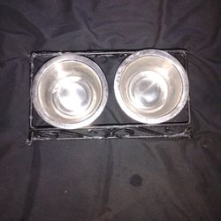Pet Food And Water Dishes With Stand