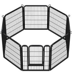 8 Panels Dog Playpen, Metal 32" Dog Fence with Easy-Carry Straps&Stakes Storage Bag for RV Camping Dog Pen Play Pen for Small/Medium/Large Dogs