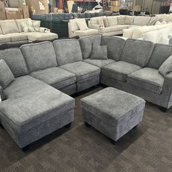 Large Gray Comfy Sectional 