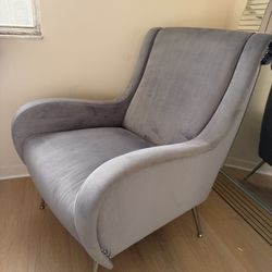 Grey Velvet Accent Chair 