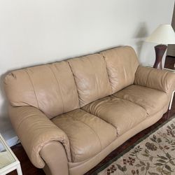 Beige Leather Couch Set