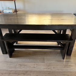 Custom-built wood bench table - Dinning Room table 