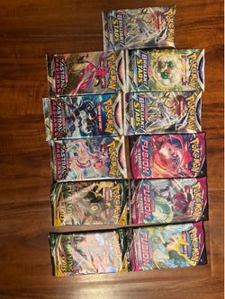 11 Sealed Pokémon Sword & Shield Booster Packs – Evolving Skies, Fusion Strike, Brilliant Stars