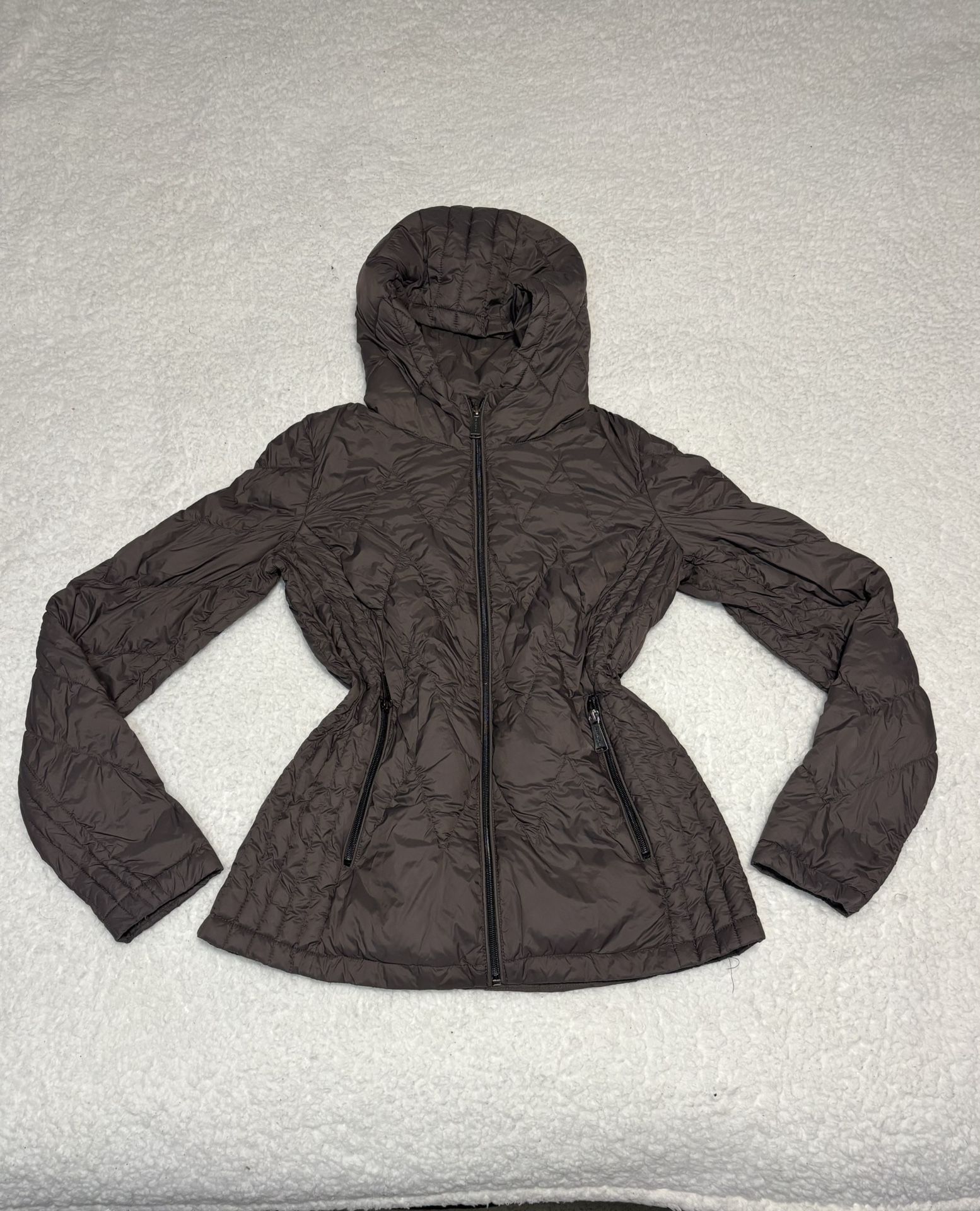 Michael Kors Dark Taupe Full Zip Packable Puffer Jacket