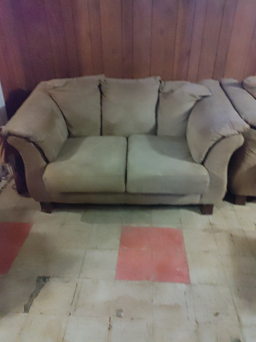 Beige Couch and Love Seat 