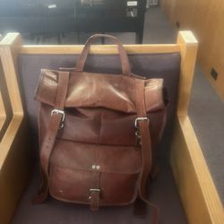 Roll Down / Leather rucksack Book bag