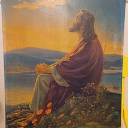 Vintage 1945 Lithograph Print, "Christ At Dawn"