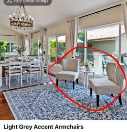 Light grey accent chair and coffee table