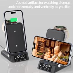 Wireless Charger Stand with Alarm Clock,