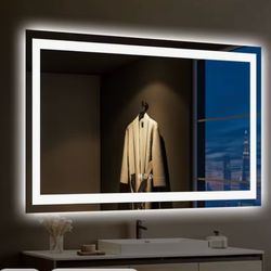 LED Mirror- 48 x 32 LED Touch Button Bathroom Vanity Mirror, Switchable Color LED with Defogger 48x32