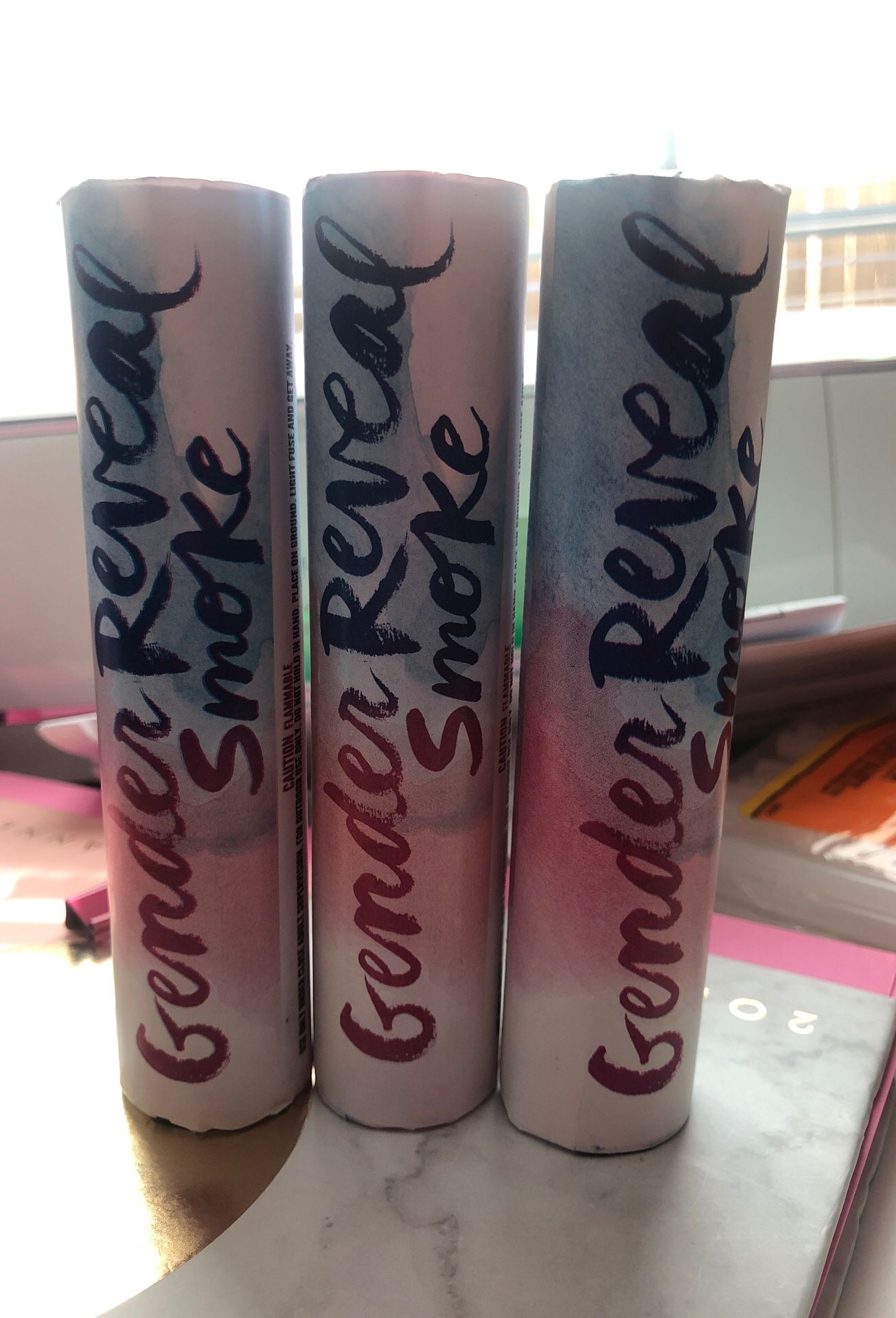 Gender reveal smoke bombs