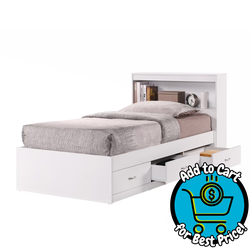 Twin-Size Captain Bed with 3-Drawers and Headboard in White