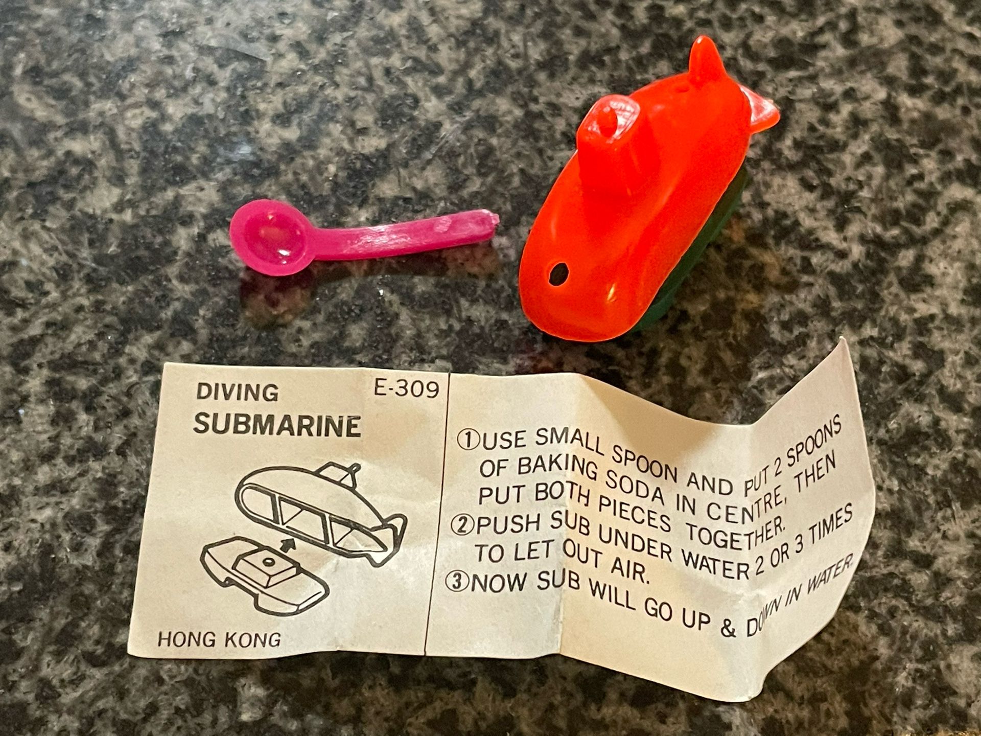 Vintage baking soda submarine toy