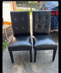 Set of 2 Black Faux Leather Dining Chairs