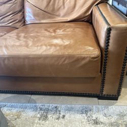 Pure Leather Caramel Sofa With Studs